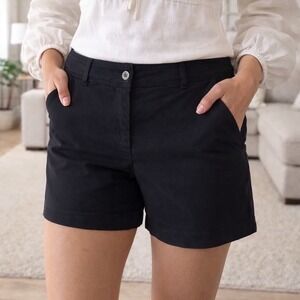 Isaac Mizrahi New York Women's 14 Black Chino Shorts 5" Stretch Cotton Twill